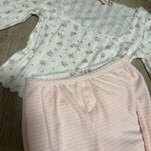 Pink Republic White Floral Blouse and pajama pants set